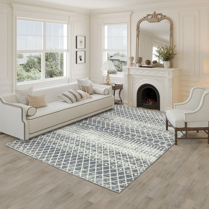 Elegant Ivory Trellis - Machine Washable Area Rug