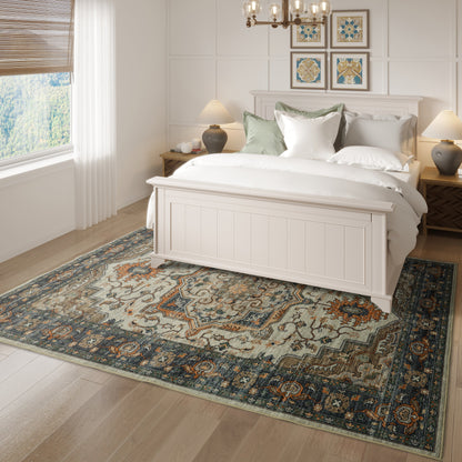 Umber Medallion Tranquility - Machine Washable Area Rug