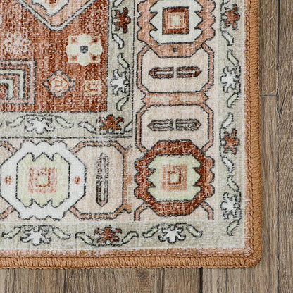 Terracotta Glow Oriental - Machine Washable Area Rug