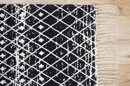 Charcoal Trellis Tassel - Machine Washable Area Rug