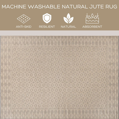 Coastal Diamond - Machine Washable Jute Rug