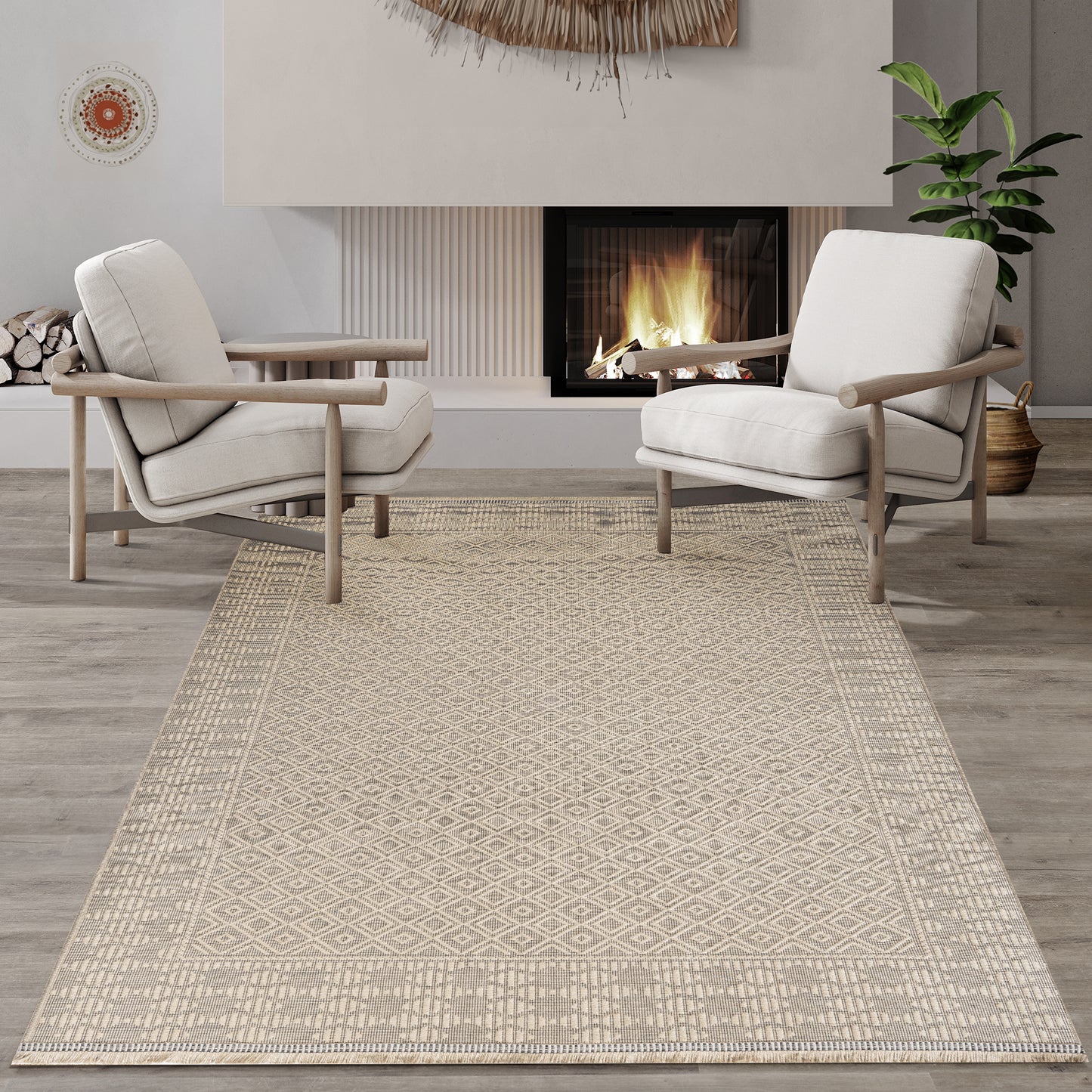 Coastal Diamond - Machine Washable Jute Rug