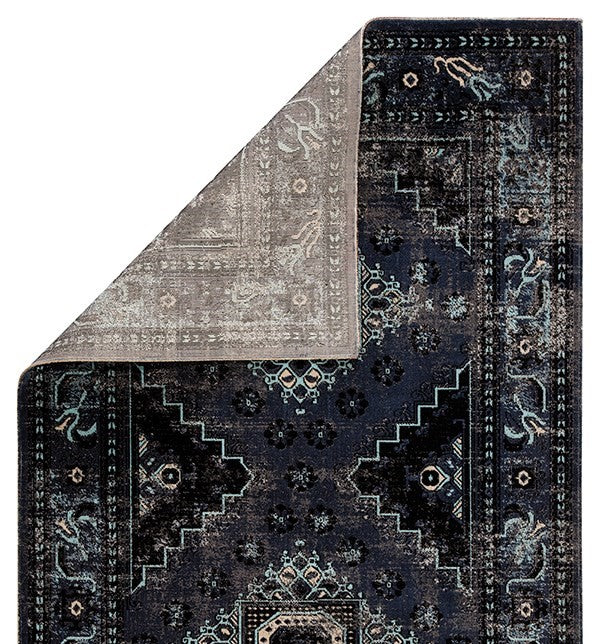 Midnight Textile Indoor/Outdoor Blue/Gray Runner Rug