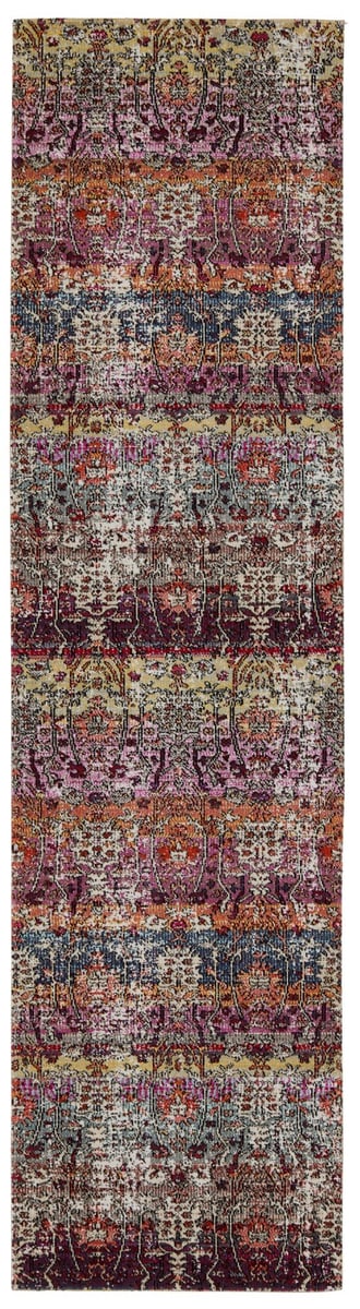 Artful Thread Indoor/Outdoor Multicolored/Red Runner Rug