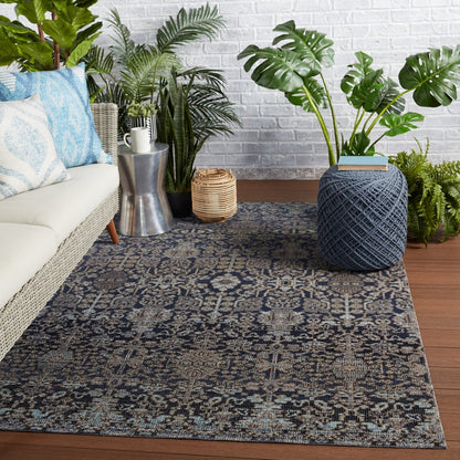 Bespoke Weave Indoor/Outdoor Blue/Gray Runner Rug