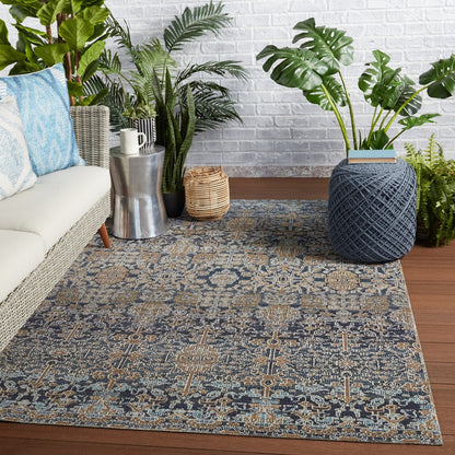 Regal Weave Indoor/Outdoor Blue/Gray Runner Rug