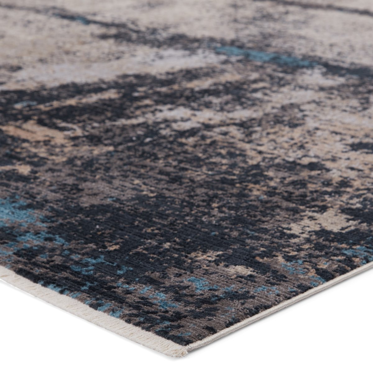 Cobalt Abstract Indoor/Outdoor Blue/Gray Runner Rug