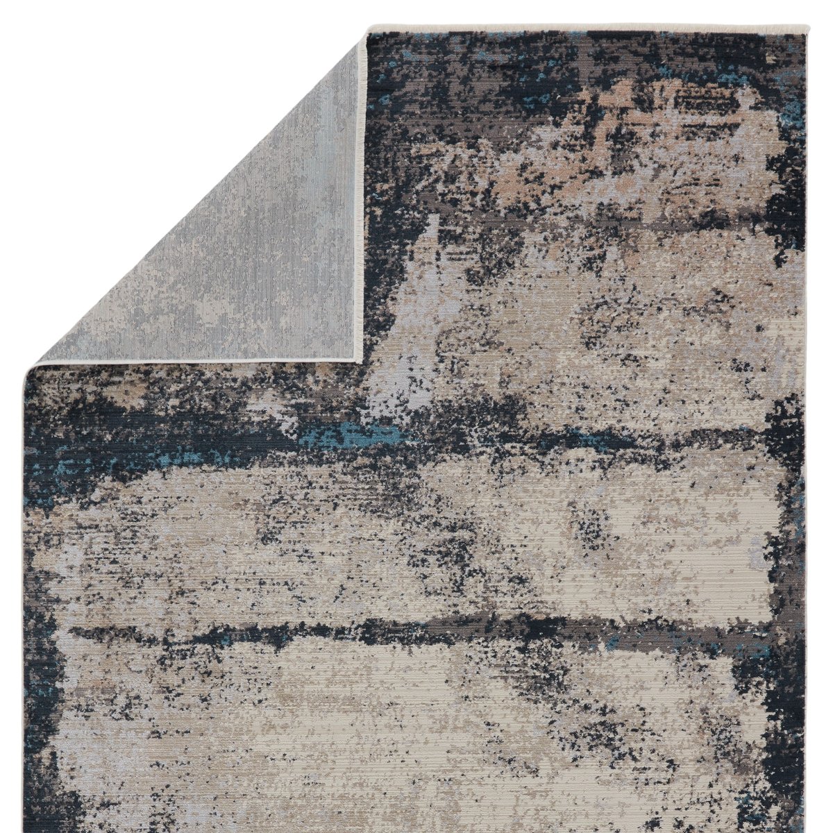 Cobalt Abstract Indoor/Outdoor Blue/Gray Runner Rug