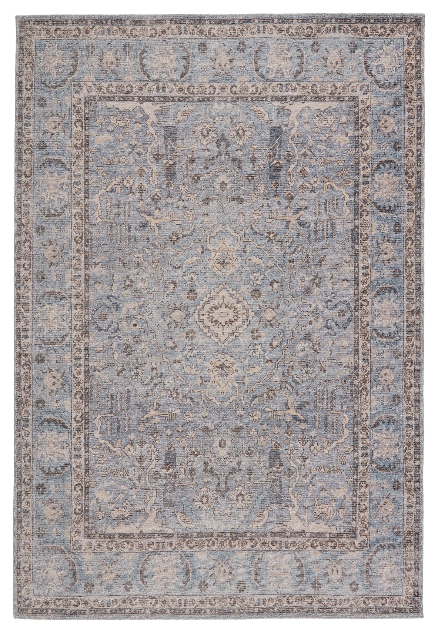 Serene Blue Medallion - Machine Washable Area Rug