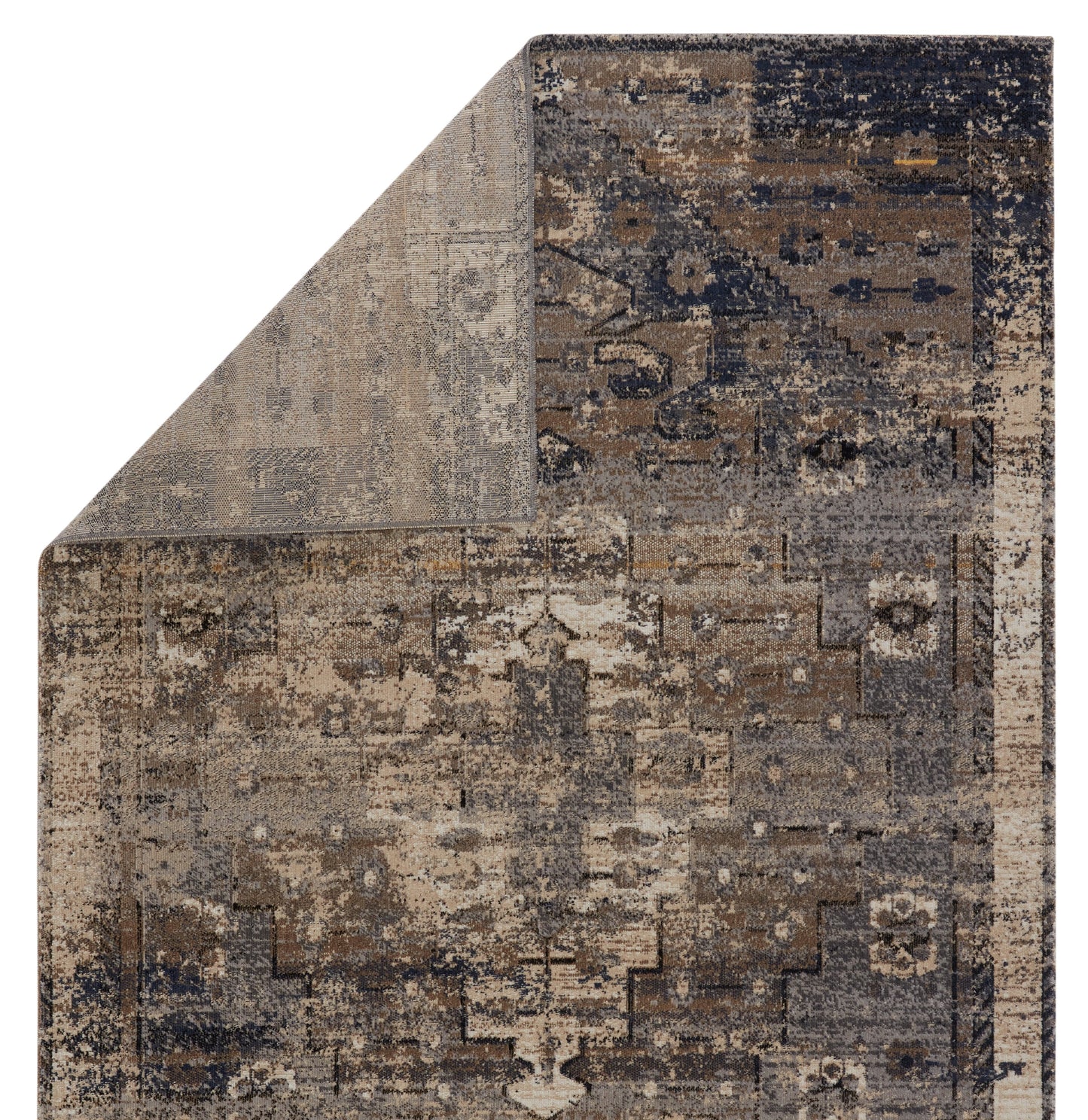 Brooklyn Bliss Indoor/Outdoor Medallion Taupe/Dark Blue Area Rug