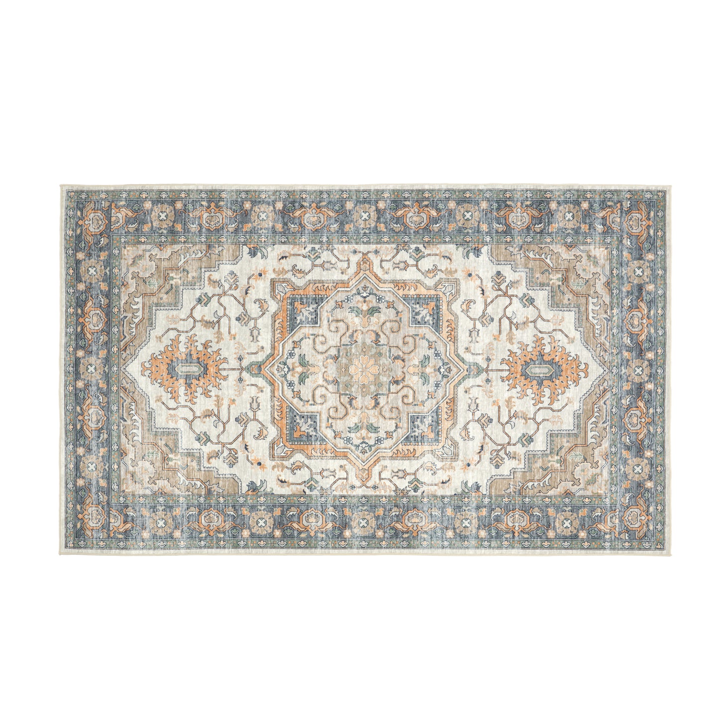 Umber Medallion Tranquility - Machine Washable Area Rug