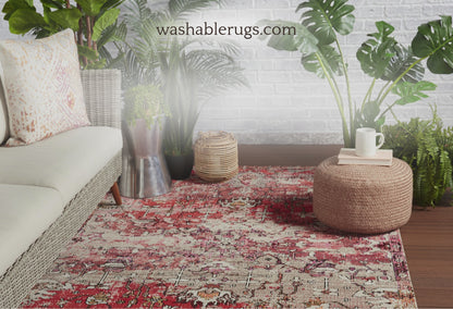 Sunrise Harmony Indoor/ Outdoor Oriental Red/Gray/Beige Area Rug