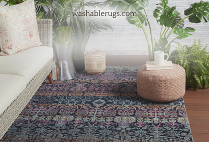 Garden Serenity Indoor/Outdoor Trellis Dark Blue/Multicolor Area Rug